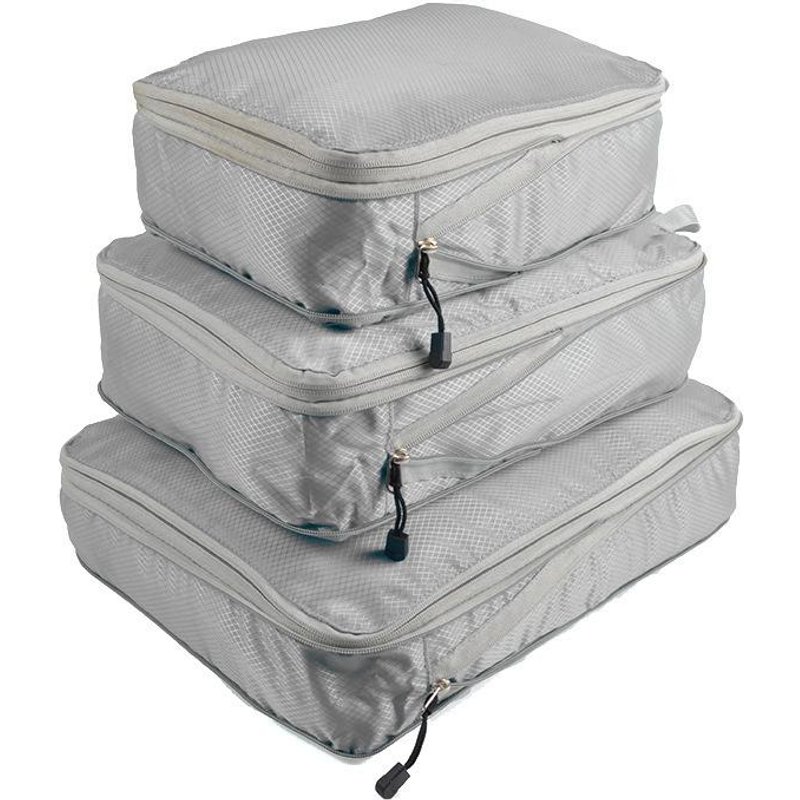 Lot de 3 cubes de rangement compressibles et extensibles pour le voyage, gris