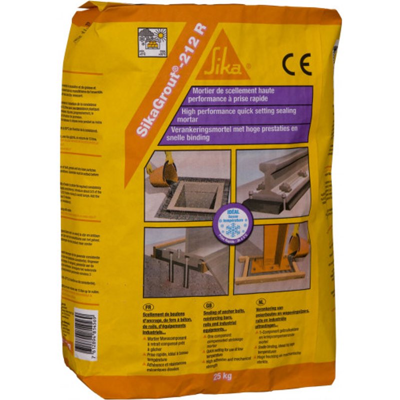 Mortier De Scellement Sikagrout-212R Gris 25 kg