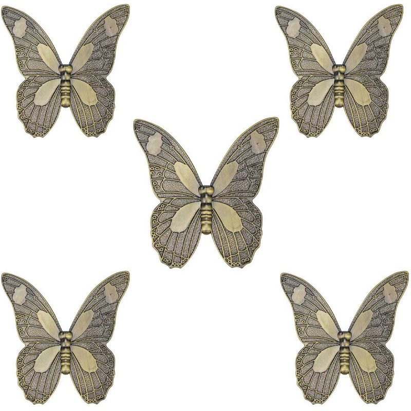 Lot de 5 poignées de porte de meuble vintage en forme de papillon antique pour tiroir de placard