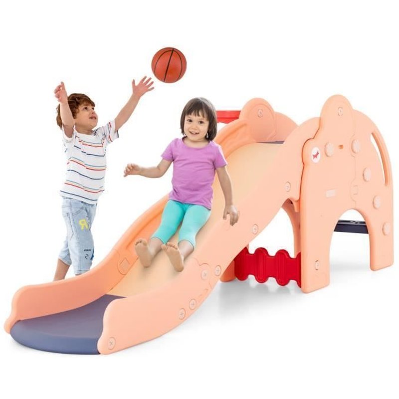 Toboggan 4 En 1 Costway - Jeu Intérieur-Extérieur Enfant Dès 18 Mois Rose