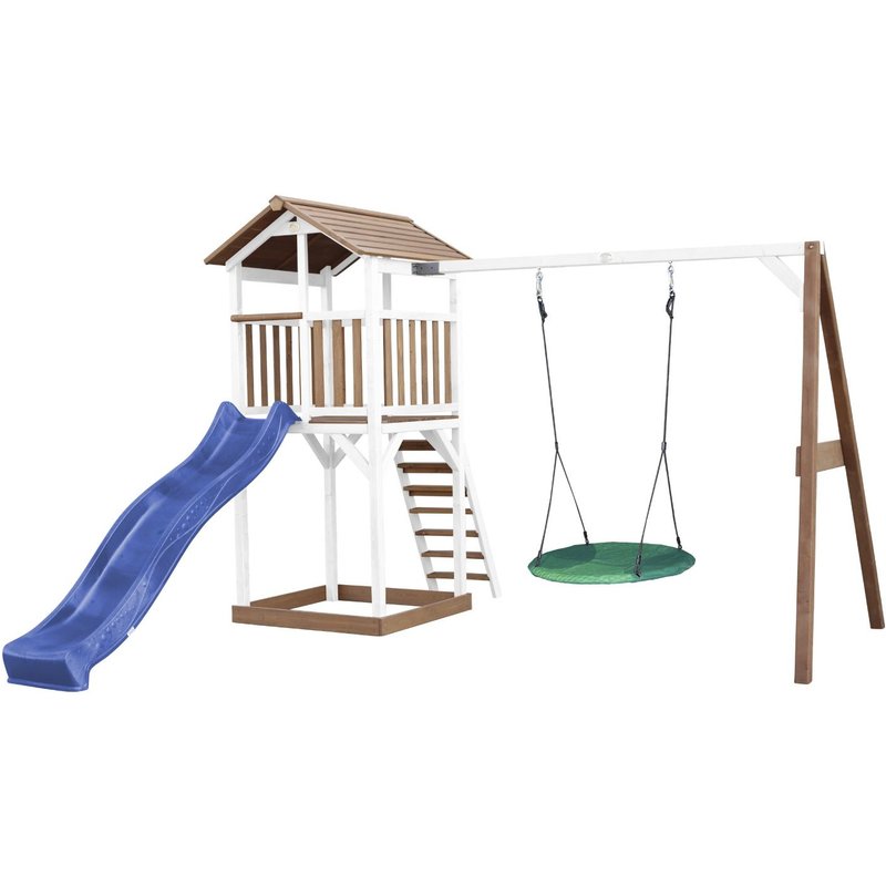 Axi Beach Tower With Summer Litter Swing Brown/White - Blue Slide