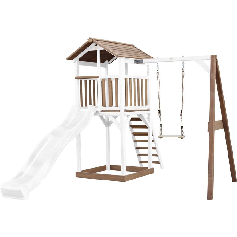 Axi Beach Tower With Single Swing Brown/White - Toboggan Blanc