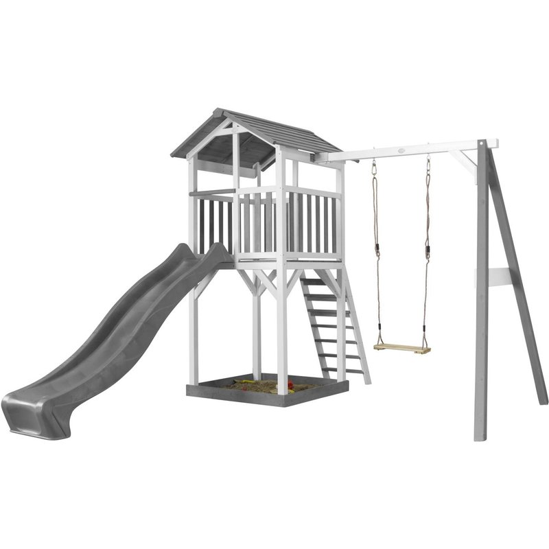 Axi Structure De Jeu Beach Tower Blanc Gris Avec 1 Balancoire Et Toboggan Gris
