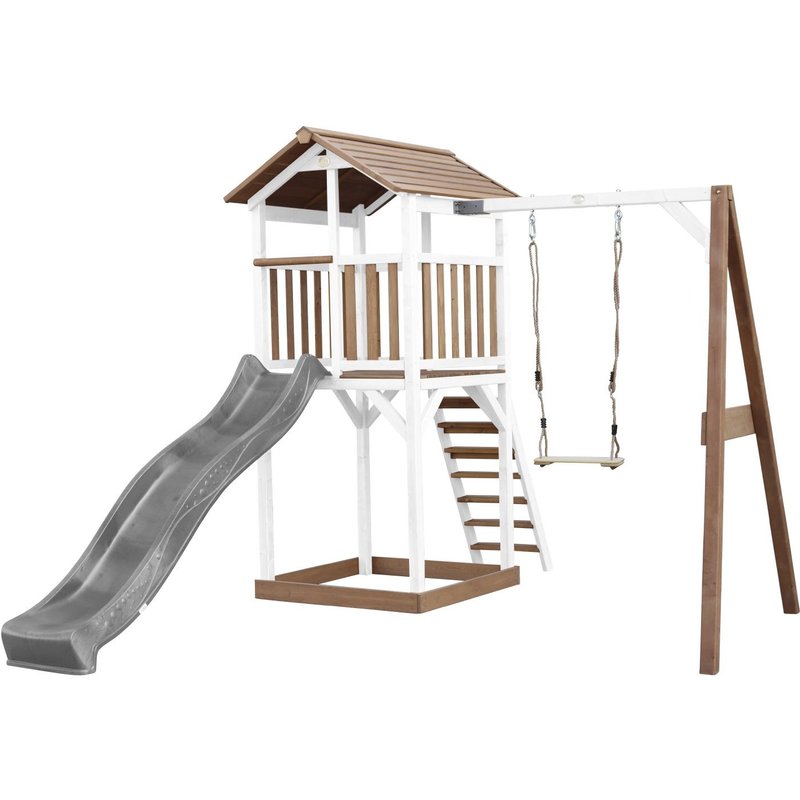 Axi Beach Tower With Single Swing Brown/White - Toboggan Gris