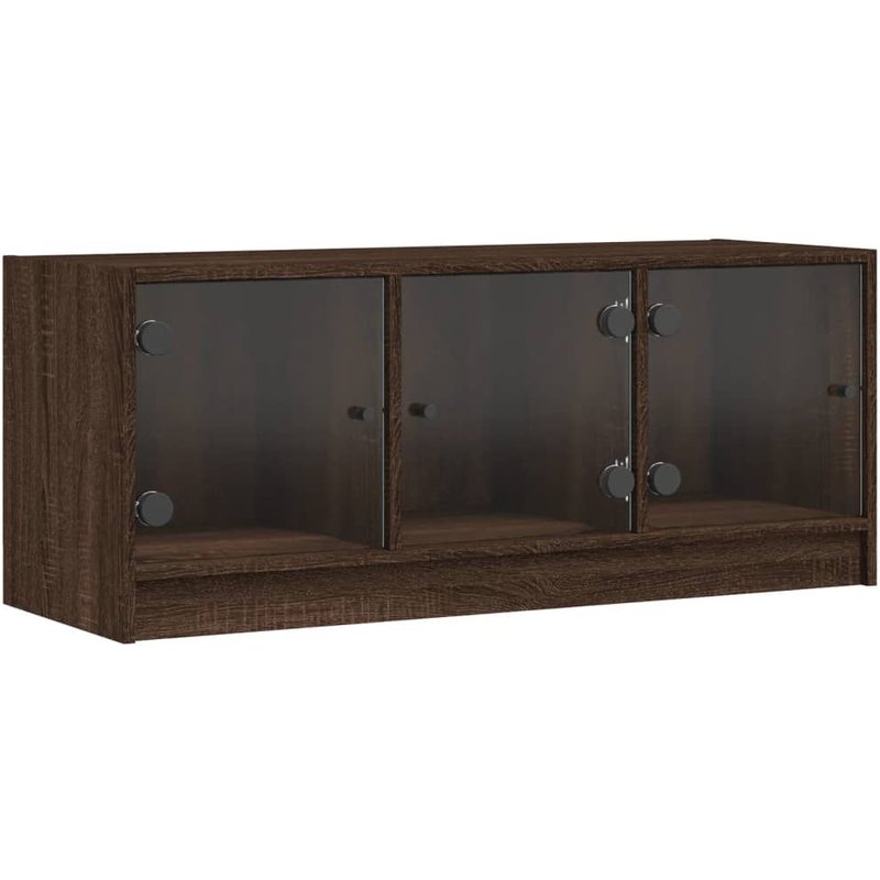 Vidaxl Meuble Tv Avec Portes En Verre Chêne Marron 102x37x42 Cm