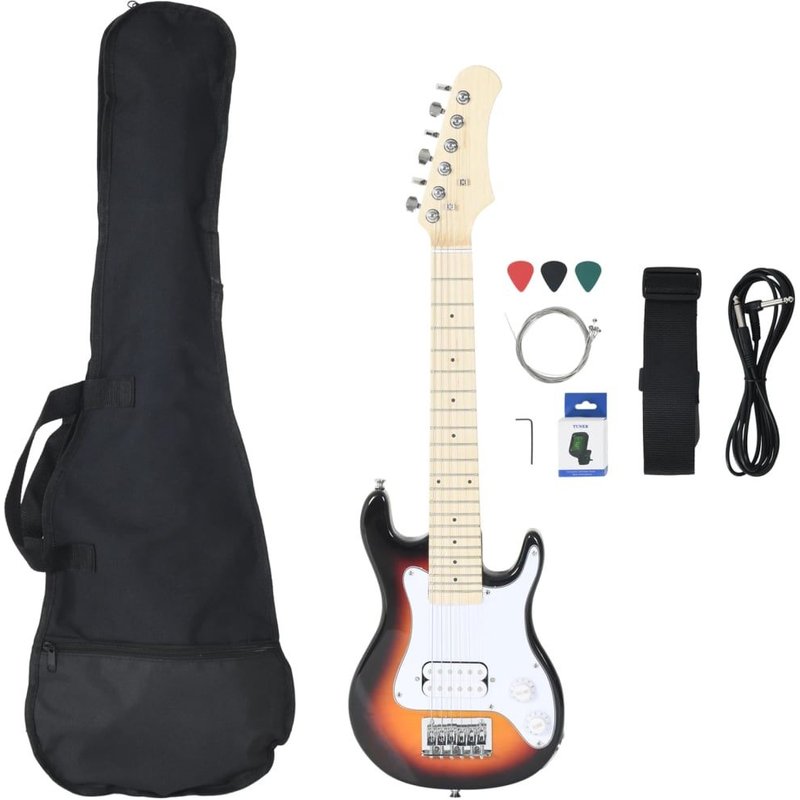 Guitare Électrique Pour Enfants Et Sac Marron Et Blanc 3/4 30