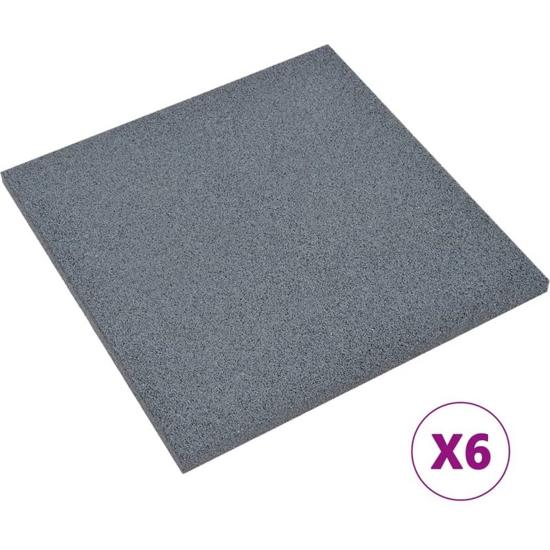 Carreaux de protection antichoc 6pcs Caoutchouc 50x50x3 cm Gris
