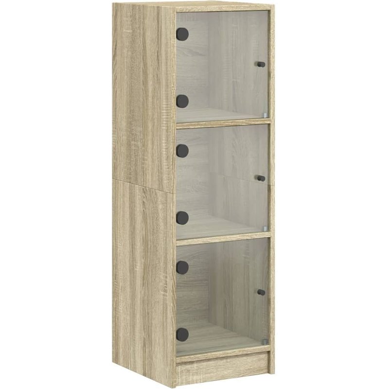 Vidaxl Buffet Avec Portes En Verre Chêne Sonoma 35x37x109 Cm
