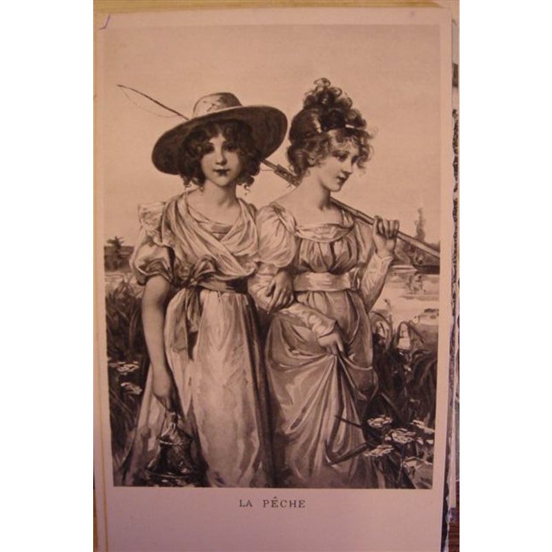 2 Femmes En Partie De Peche Au Xix Eme Siecle - Dessin