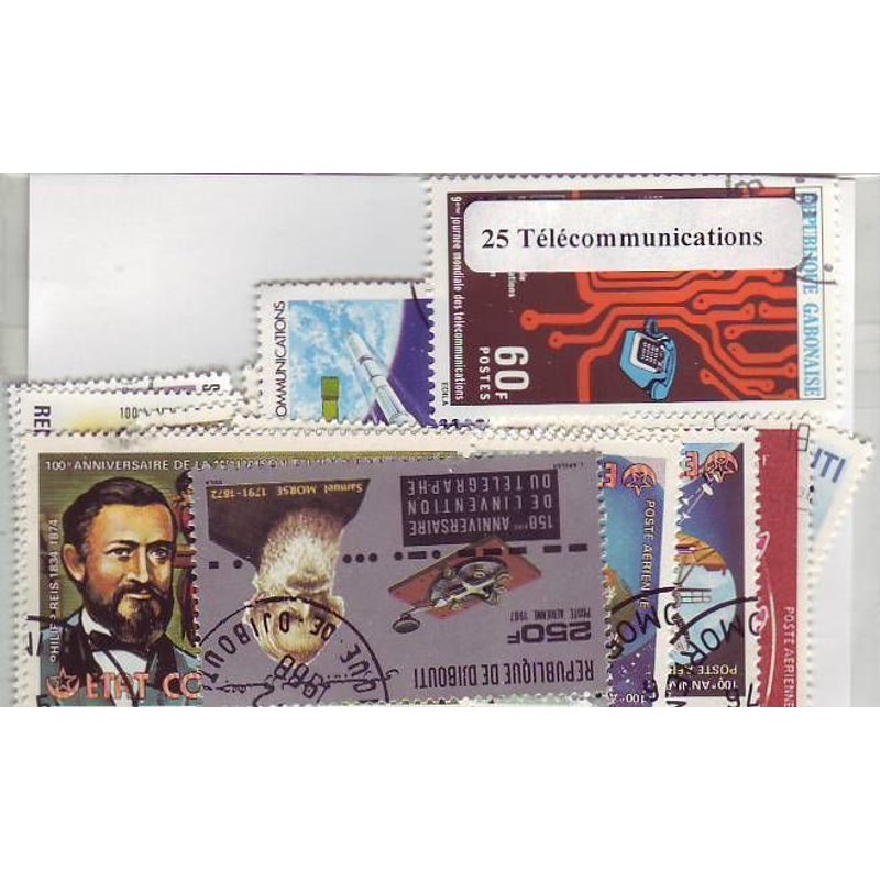 Telecommunications - Lot De 25 Timbres Differents Du Monde Entier