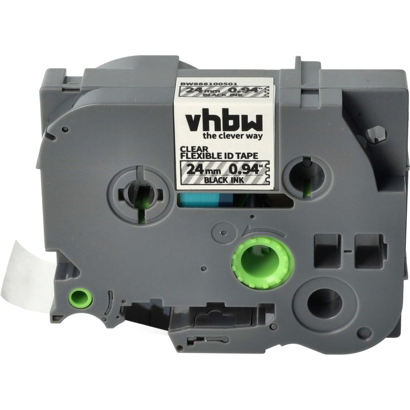 vhbw 1x Ruban remplacement pour Brother TZ-FX151, TZE-FX151, TZFX151, TZeFX151 pour imprimante d'étiquettes 24mm Noir sur Transparent, flexible