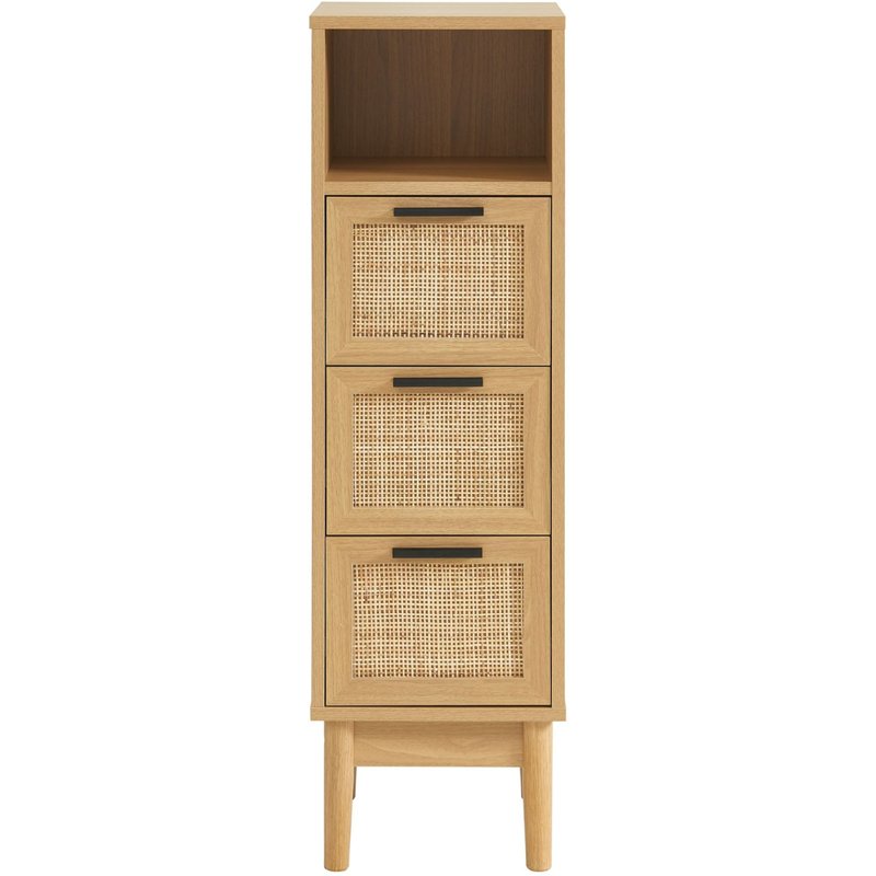 Demi Colonne Effet ChĂȘne Et Cannage Rotin L30cm