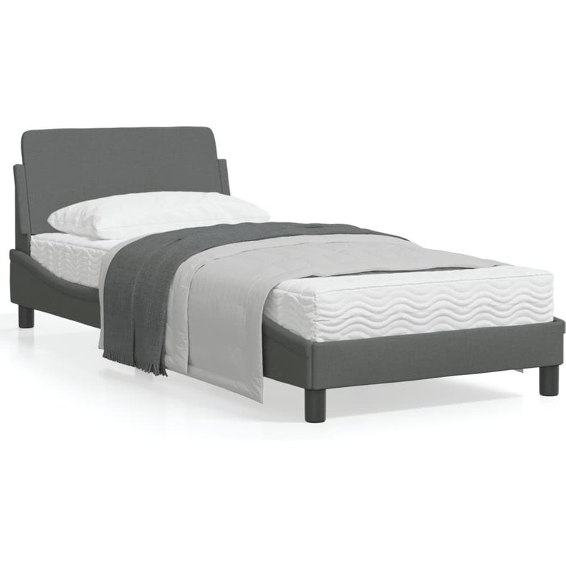 Vidaxl Cadre De Lit Avec Tête De Lit Gris Foncé 80x200 Cm Tissu