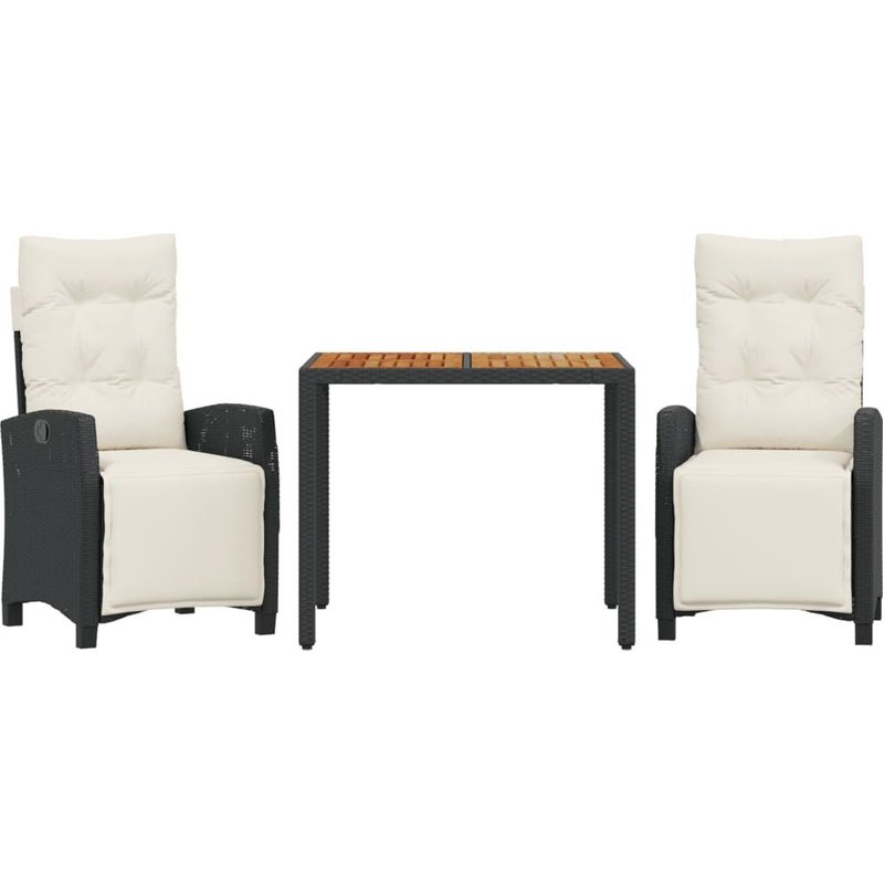 Vidaxl Ensemble À Manger De Jardin Avec Coussins 3 Pcs Noir