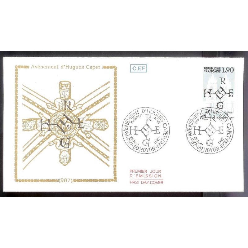 Enveloppe Premier Jour Avènement D'hugues Capet 20/06/1987 Noyon