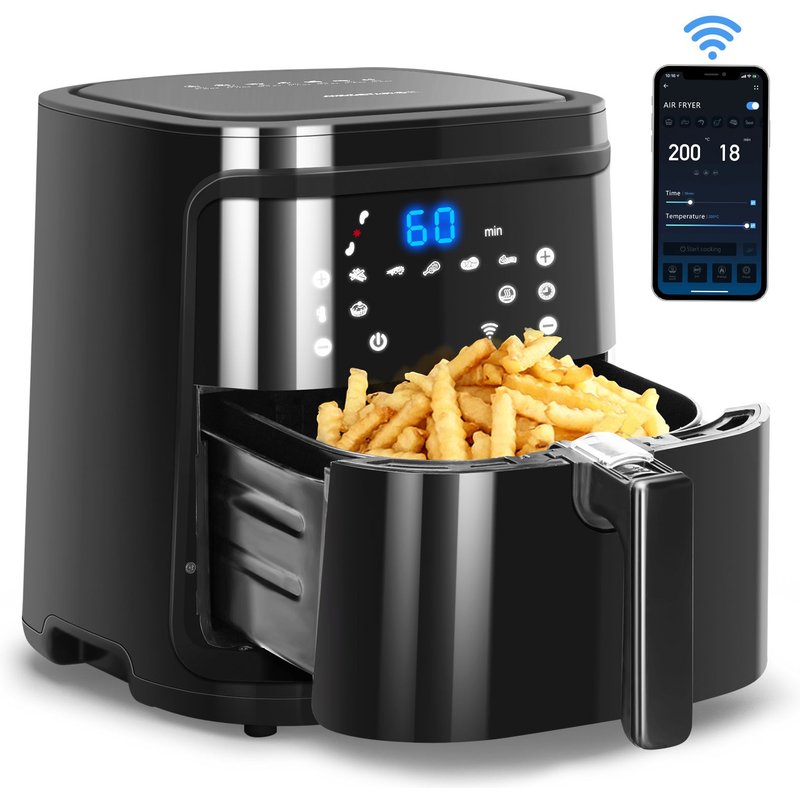 Aigostar Ava Smart - Friteuse à air connectée Wifi, grande capacité de 7L. 0% BPA, 1900W. 7 programmes + maintien au chaud.