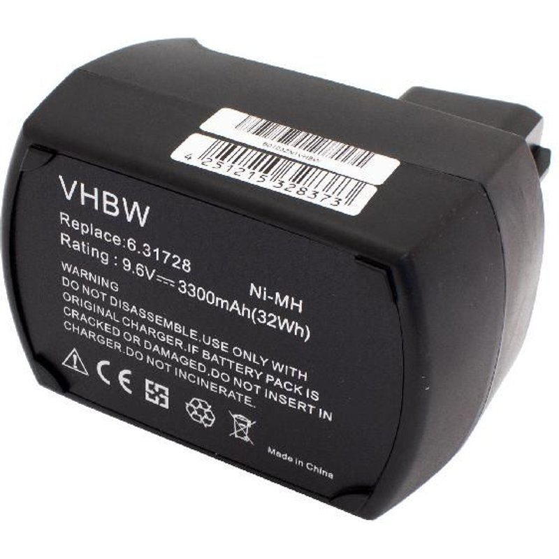 vhbw 1x Batterie remplacement pour Metabo ME-974, ME974, 6.31775 pour outil électrique (3300 mAh, NiMH, 9,6 V)
