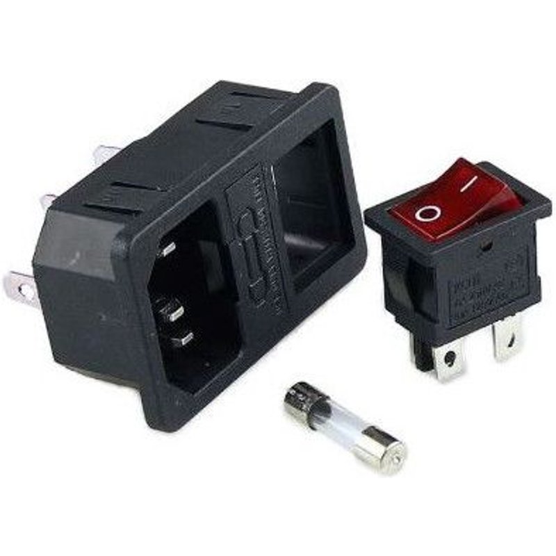 Prise avec Interrupteur 15A IEC320 C14 Noir
