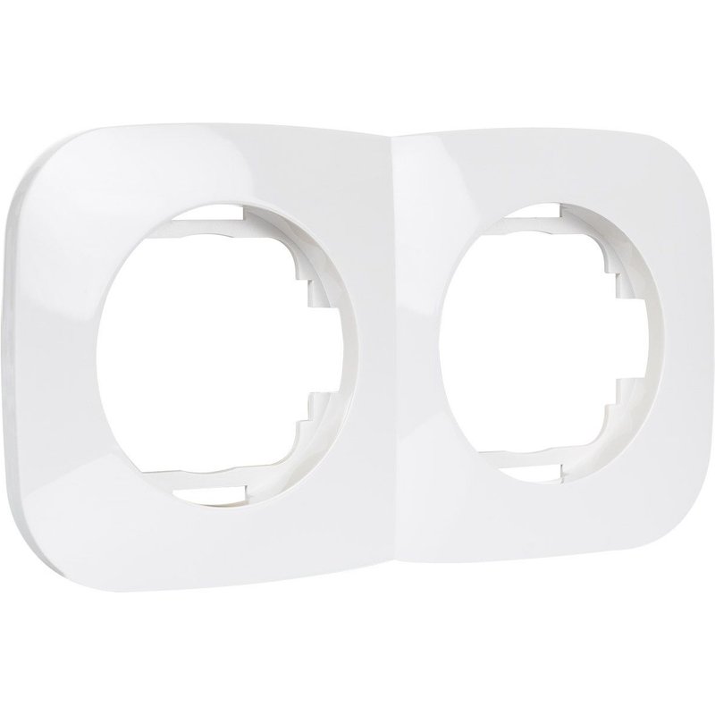 Cadre 2 Emplacements pour Appareillages Classic Round Blanc