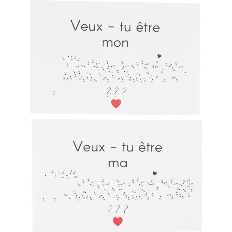 2 Cartons Demande Parrain Marraine 15x10cm Blanc