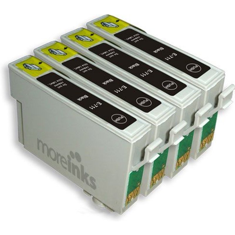 4x Cartouches D'encre Compatibles - Avec Puce - Black Pour Epson/Stylus/Office/Wifi Dx8450 Dx400 D & Dx Range S20 Sx200 Sx205 Sx400 Sx100 Sx105 S21 Sx215 Sx415 Sx515w Sx115