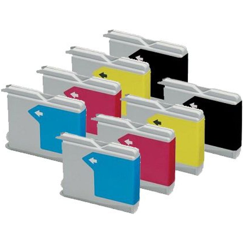 8x Haute Capacité Cartouches D'encre Compatibles Pour Remplacer Lc1000 - Cyan / Magenta / Yellow / Black