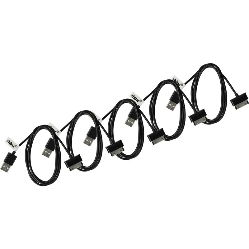 vhbw 5x Câble USB compatible avec Samsung Galaxy Tab GT-P5110 tablette - Câble 2 en 1 avec charge (type A sur tablette), 120cm, noir