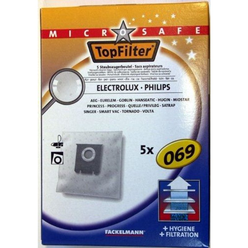 Top Filter - 67069 - Sac Aspirateur Microsafe En Non-Tissé Pour Electrolux Philips Tornado