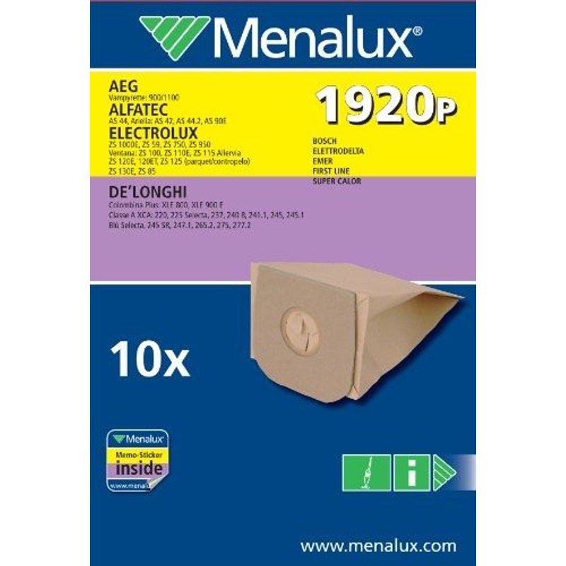 Menalux - 1920 P - 10 Sacs D'aspirateur Pour Aeg