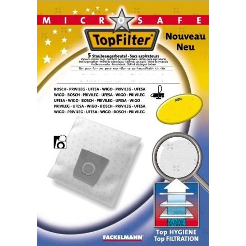 Top Filter - 67917 - Sac Aspirateur Microsafe En Non-Tissé Pour Glenan White & Brown
