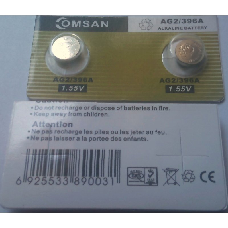 Piles boutons alcalines AG2 396A 1.55V
