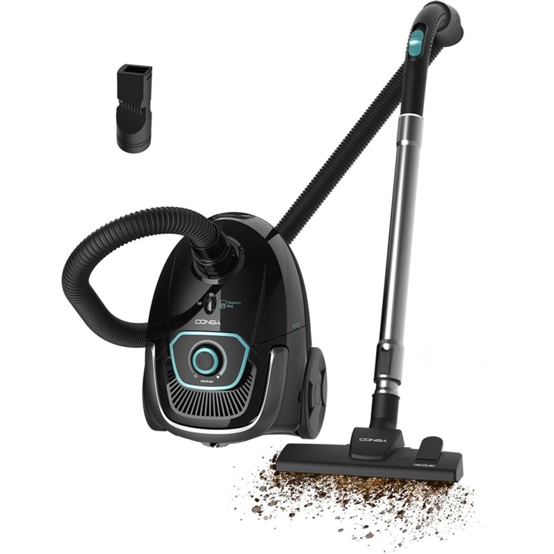 Cecotec Aspirateur Traîneau avec Sac de 2,5 L Conga Powerbag 2500 Plus. 850 W, Filtration Haute Efficacité, Tube Télescopique en Métal, Comprend des Accessoires Adaptés aux Meubles et aux Coins.