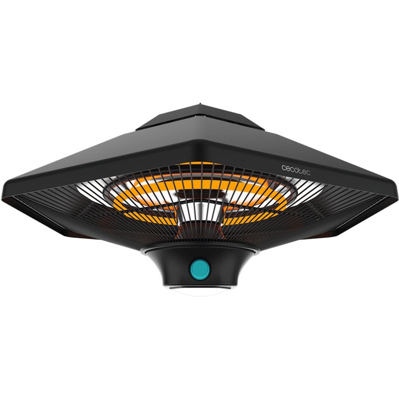 Cecotec Chauffage électrique extérieur au plafond ReadyWarm 2000 Power Ceiling. 2000 W à 3 niveaux, Technologie halogène, Protection IP34, Télécommande, Zone de couverture 10 m2