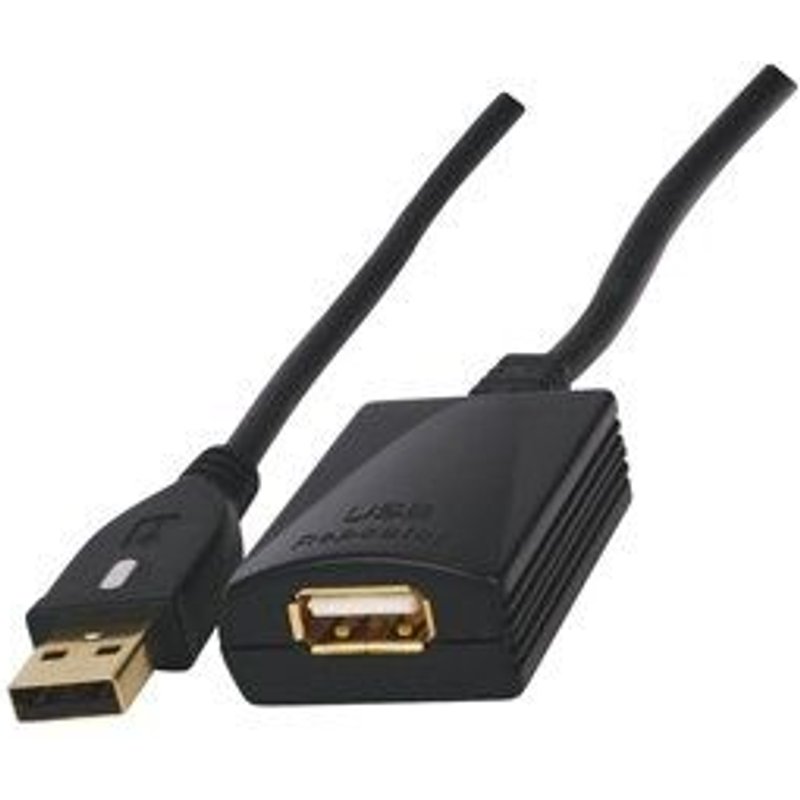 HQ - Rallonge de câble USB - USB (M) pour USB (F) - 5 m - actif - noir