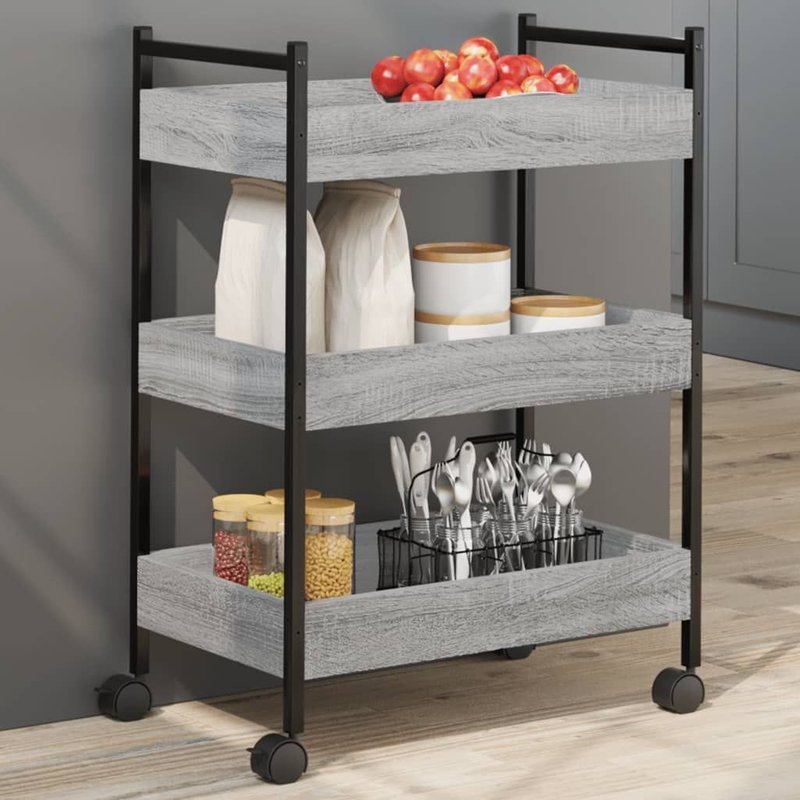 vidaXL Chariot de cuisine sonoma gris 50x30x70 cm bois d'ingénierie