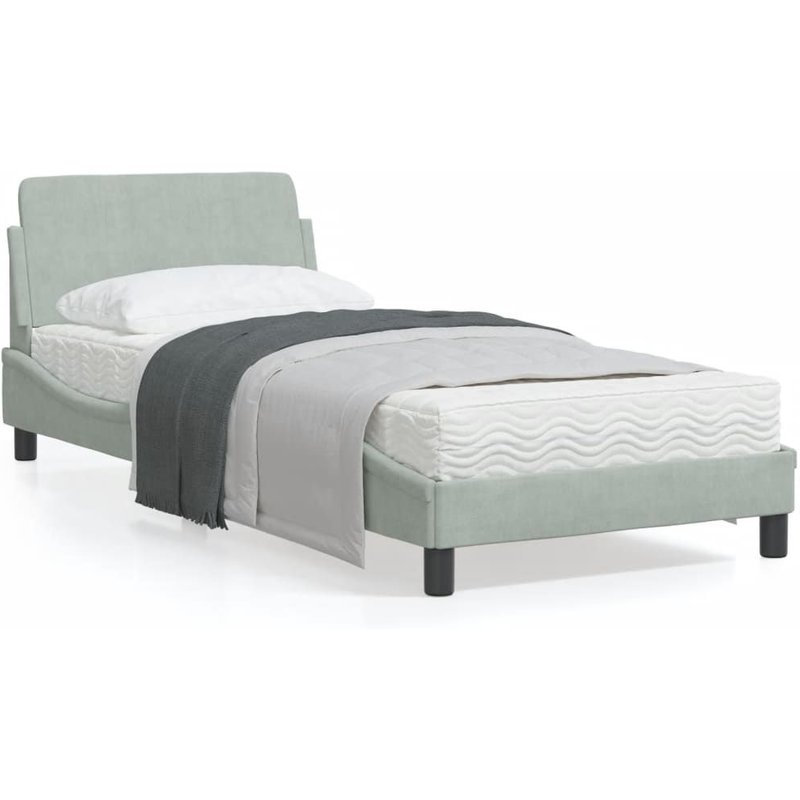 Vidaxl Cadre De Lit Avec Tête De Lit Gris Clair 90x200 Cm Velours