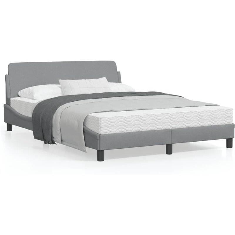 Vidaxl Cadre De Lit Avec Tête De Lit Gris Clair 140x190 Cm Tissu