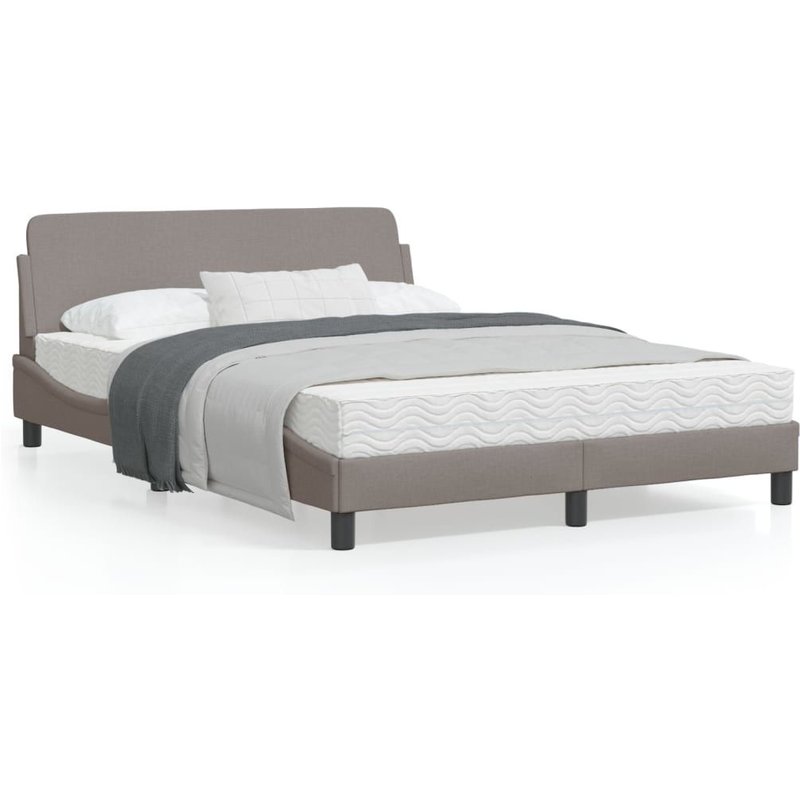Vidaxl Cadre De Lit Avec Tête De Lit Taupe 120x200 Cm Tissu