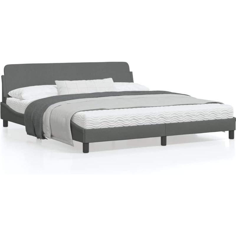 Vidaxl Cadre De Lit Avec TĂȘte De Lit Gris FoncĂ© 180 X 200 Cm Tissu