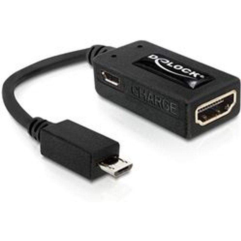 Delock - Adaptateur audio/vidéo - Micro-USB de type B mâle pour HDMI, Micro-USB de type B femelle - 15 cm - noir - pour HTC Sensation 4G; Samsung Galaxy S II