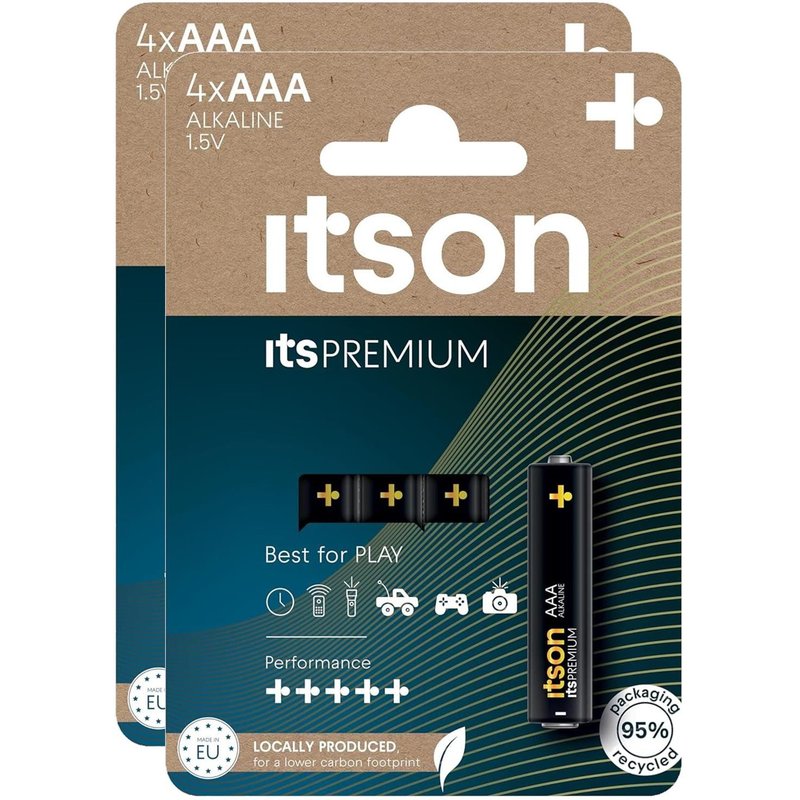ITSON Lot de 2 Packs de 4 Piles Alcalines LR03/AAA 1,5V itsPREMIUM
