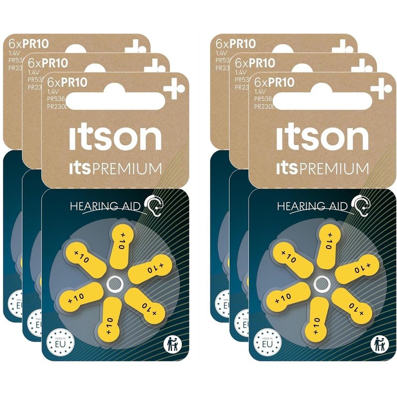 ITSON Lot de 6 Blisters 6 Piles Auditives Zinc-Air Hearing aid PR10/PR230L ItsPREMIUM