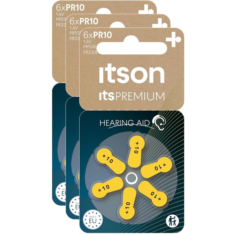 ITSON Lot de 3 Blisters 6 Piles Auditives Zinc-Air Hearing aid PR10/PR230L ItsPREMIUM