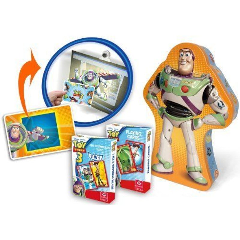Cartamundi - 107534907 - Jeu De Cartes - Coffret Jeu De Cartes - Toy Story 3 - Jeu De Famille 2 En 1 Jeu De 54 Cartes Carte 3d Buzz L'clair