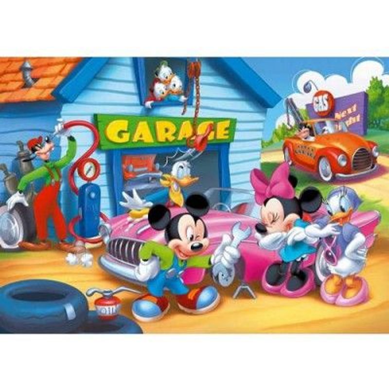Puzzle 104 Pièces - Mickey Et Ses Amis : Un Tour Au Garage