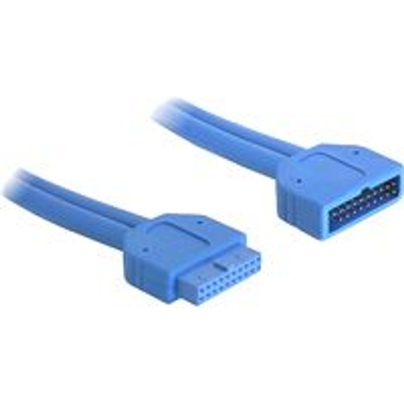 Delock USB 3.0 Pin Header - Rallonge de câble USB - tête 19 broches USB 3.0 (M) pour tête 19 broches USB 3.0 (F) - USB 3.0 - 45 cm - bleu