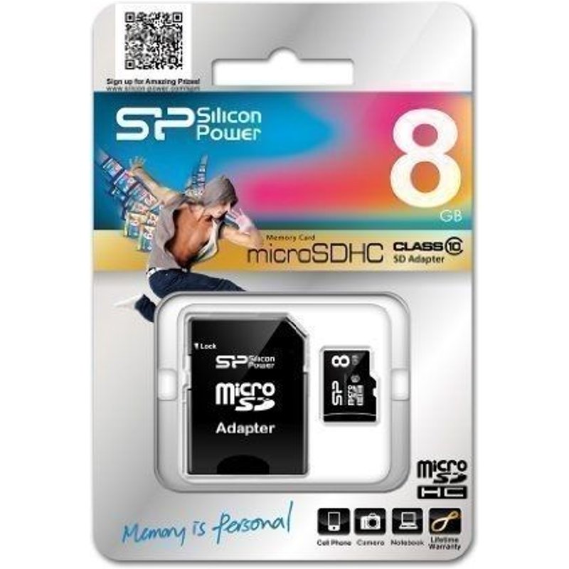 8 GO MICROSD CLASSE 10 SILICON POWER MEMORIES CARTES