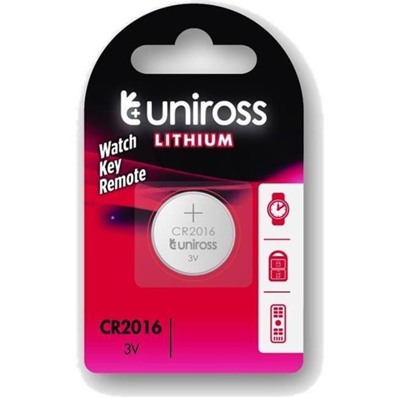 UNIROSS Pack de 1 Pile Lithium CR2016, 3V