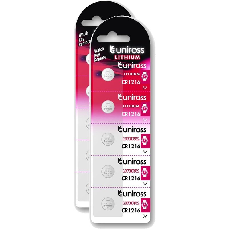 UNIROSS Lot de 2 Packs de 5 Piles Lithium CR1216 - 3V