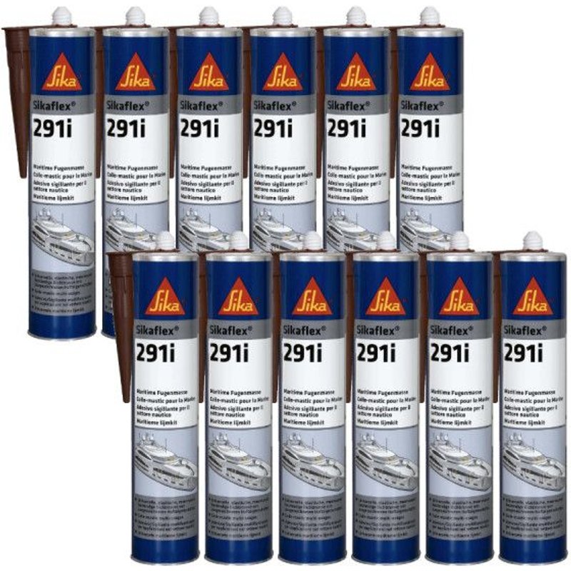 Lot de 12 colles mastic marine SIKA Sikaflex 291i - Bois - 300ml